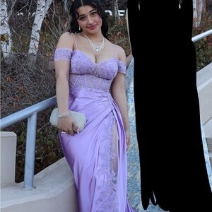 Purple Slit Embellished Gown for Prom
